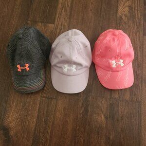 3- under armour youth girls free fit one size fits most baseball hats